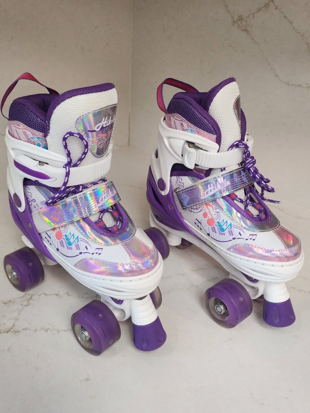 Kids Adjustable Roller Skates Purple Music Notes Medium 13C-3Y